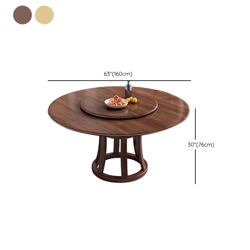 Round Table Solid Wood Table with Turntable for Home and Kitchen Clearhalo 'Dining Tables & Seating' 'Dining Tables' 'dining_table' 'furn' 'furn_dining_table' 'Furniture' 'Kitchen & Dining Furniture' 1200x1200_f0f7fc17-d5b9-4d13-8eec-924f256e4209