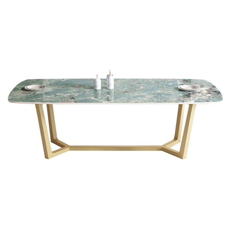 Metal Traditional Luxury Rectangle Indoor Table Sintered Stone Table with Trestle Clearhalo ' dining_table' 'Dining Tables & Seating' 'Dining Tables' 'furn' 'furn_dining_table' 'Furniture' 'furniture_dining_table' 'Kitchen & Dining Furniture' 'kitchen&dining_furn' 'kitchen' 'kitchen_dining_table' 1200x1200_f0f87d60-8f68-46f7-9c1d-824a1c94d90e