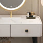 Glam Faux Leather Makeup Counter Bedroom Vanity Dressing Table with Drawer