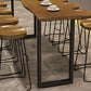 Industrial Bar Height Table Solid Wood Top Bistro Table with Sled Base