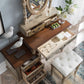 Victorian Wood Vanity e sgabello da toeletta con cassetti di stoccaggio