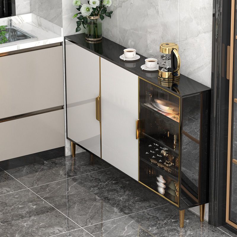 Porte in vetro in legno in stile glam Credenza a buffet con armadi