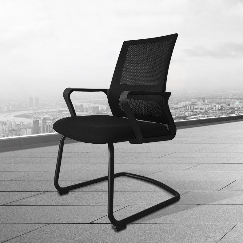 Modern & Contemporary Mid-Back Chair Black Desk Chair Microfiber Office Chair Clearhalo 'furn' 'furn_office_chair' 'Furniture' 'Office Chairs' 'Office Furniture' 'office_chair' 1200x1200_f0fbb758-4d99-49b5-bcdb-858006c9a0a8