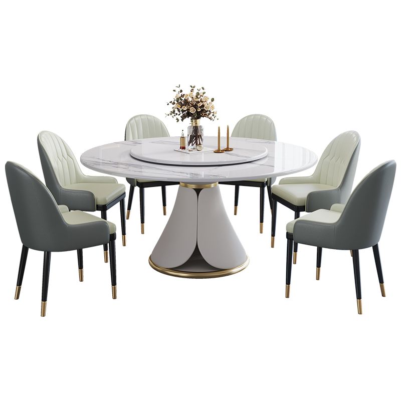 Traditional Luxury Dining Table White Round Sintered Stone Table with Pedestal Base Clearhalo ' dining_table' 'Dining Tables & Seating' 'Dining Tables' 'furn' 'furn_dining_table' 'Furniture' 'furniture_dining_table' 'Kitchen & Dining Furniture' 'kitchen&dining_furn' 'kitchen' 'kitchen_dining_table' 1200x1200_f0fe712a-1b33-4a67-931f-6305c65241a4