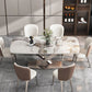 Metal Traditional Luxury Rectangle Dining Table Sintered Stone Table with Pedestal Clearhalo ' dining_table' 'Dining Tables & Seating' 'Dining Tables' 'furn' 'furn_dining_table' 'Furniture' 'furniture_dining_table' 'Kitchen & Dining Furniture' 'kitchen&dining_furn' 'kitchen' 'kitchen_dining_table' 1200x1200_f0fecfab-6e31-4498-84cc-1eb007d7259b