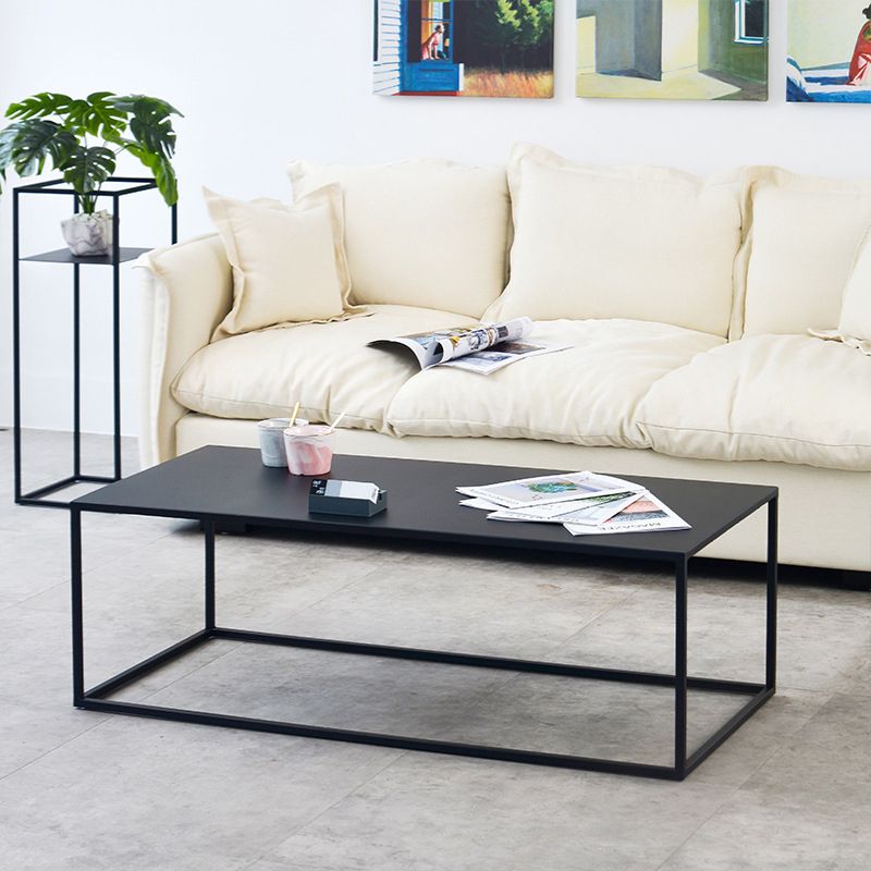 Iron Square Coffee Table with Fram Base in Black Mid-Century Modern