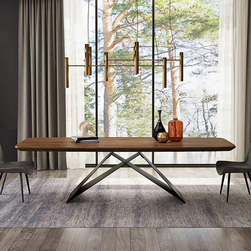 Industrial Rectangle Dining Table Wood Table with Metal Legs for Home Clearhalo 'Dining Tables & Seating' 'Dining Tables' 'dining_table' 'furn' 'furn_dining_table' 'Furniture' 'Kitchen & Dining Furniture' 1200x1200_f100e100-7139-41c6-b62d-6f4c5396d79c