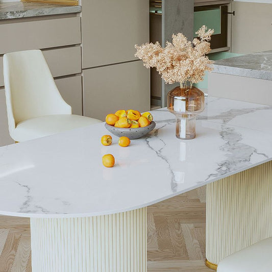 ノルディックグラムスタイルの焼結石長方形テーブルセット1/3/4/5ピースダイニングセット