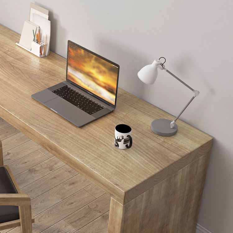 23.6" Wide Contemporary Office Desk Natural Solid Wood Writing Desk Clearhalo 'furn' 'furn_office_desk' 'Furniture' 'Office Desks' 'Office Furniture' 'office_desk' 1200x1200_f101ecd1-e873-480b-add1-32927d30b16f