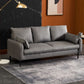 Contemporary Faux Leather Sofa with 3 Pillows Square Arm Living Room Settee