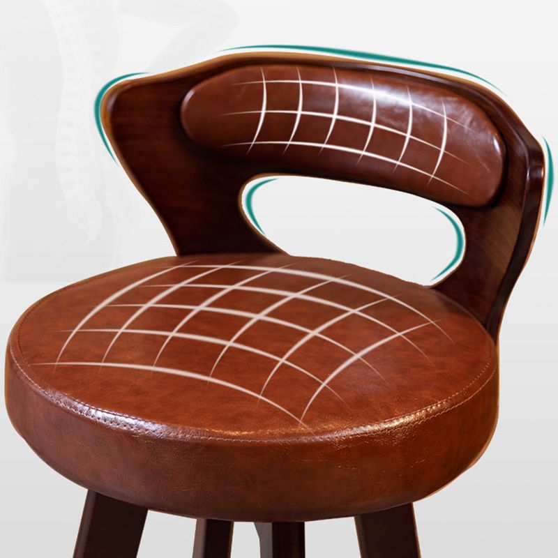 Scandinavian Wood Brown Counter Stools Round Seat Bar Stools with Footrest Clearhalo 'Bar Furniture' 'Bar Stools' 'bar_stools' 'furn' 'furn_bar_stools' 'furniture_bar_stools' 'Kitchen & Dining Furniture' 'kitchen&dining_furn' 'kitchen' 'kitchen_furn' Furniture' 1200x1200_f102ec28-0679-4285-99b3-68a3c6c0c0aa