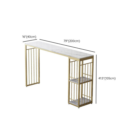ゴールドベースとストレージを備えたモダンなバーハイトテーブルストーンバーテーブル