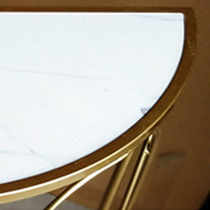 Modern Half Moon Console Table Stone Console Sofa Table in Gold and White Clearhalo 'Console Tables' 'console_tables' 'Entry & Mudroom Furniture' 'furn' 'furn_console_tables' 'Furniture' 1200x1200_f104e2f3-05f5-4d06-a829-c923482b313f