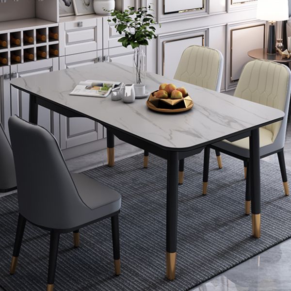 Modern Sintered Stone Standard Dining Table Rectangle Kitchen Dining Table with 4 Legs Base Clearhalo ' dining_table' 'Dining Tables & Seating' 'Dining Tables' 'Furniture' 'furniture_dining_table' 'Kitchen & Dining Furniture' 'kitchen&dining_furn' 'kitchen' 'kitchen_dining_table' 1200x1200_f10c3c3e-61d2-4766-a737-54c428231d6a