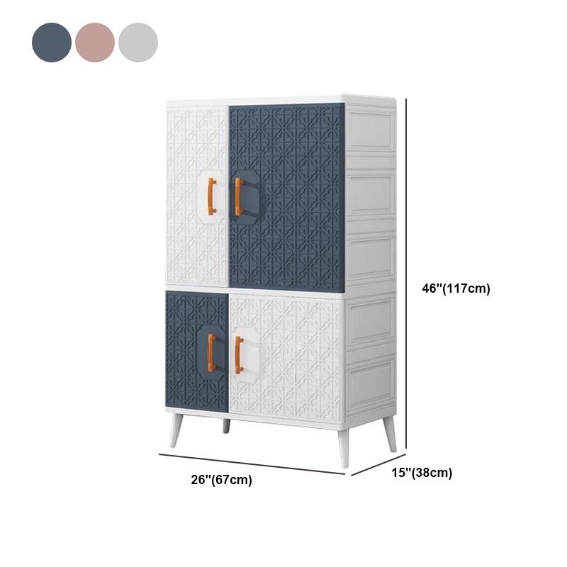 Plastic Matte Finish Storage Cabinet Contemporary Hinged Door Cabinet for Bedroom
