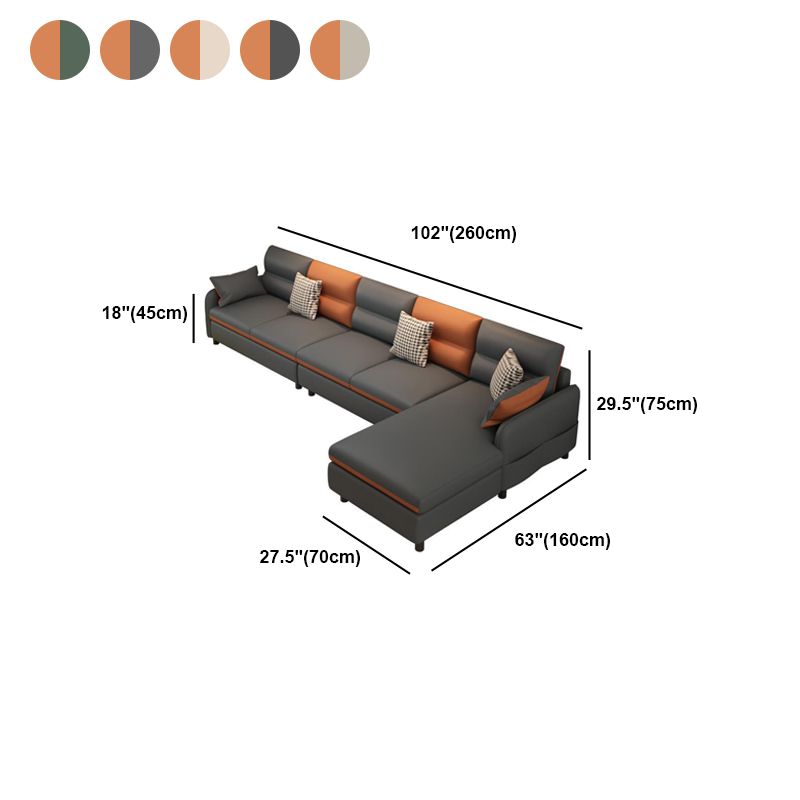 Modern 29.5"H Faux Leather Square Arm Sofa & Chaise for Living Room