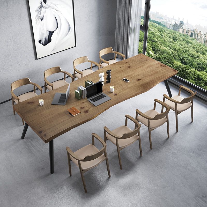 Rectangle 4 Legs Industrial Dining Table Solid Wood Fixed Dining Table Clearhalo ' dining_table' 'Dining Tables & Seating' 'Dining Tables' 'furn' 'furn_dining_table' 'Furniture' 'furniture_dining_table' 'Kitchen & Dining Furniture' 'kitchen&dining_furn' 'kitchen' 'kitchen_dining_table' 1200x1200_f10d95f7-f80e-49d5-b42f-f51af48975ad