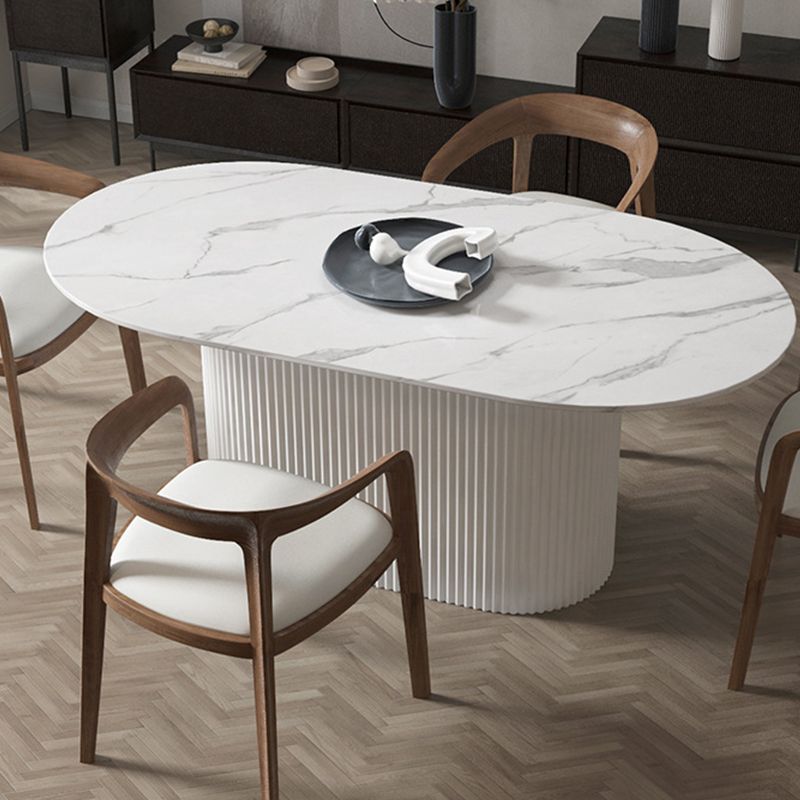 White Top Dining Table Traditional Luxury Oval Table with Pedestal Base Clearhalo 'Dining Tables & Seating' 'Dining Tables' 'dining_table' 'furn' 'furn_dining_table' 'Furniture' 'furniture_dining_table' 'Kitchen & Dining Furniture' 'kitchen' 'kitchen_dining_table' 1200x1200_f10e883d-f8fa-45d6-b554-80b940cf2a4c