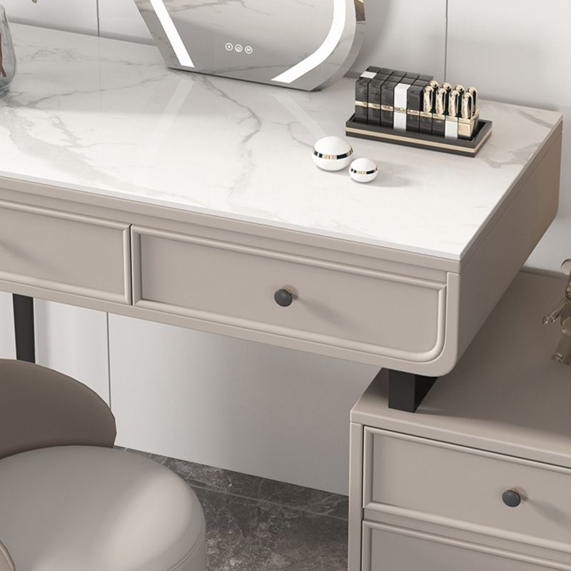 2/4-Drawers Solid Wood Dressing Table Stone Top Bedroom Make-up Vanity