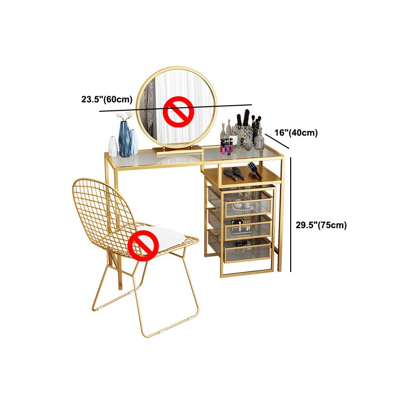 Glam Style 29,5 "Hauteur Golden Glass Top Making Vanity for Chambre