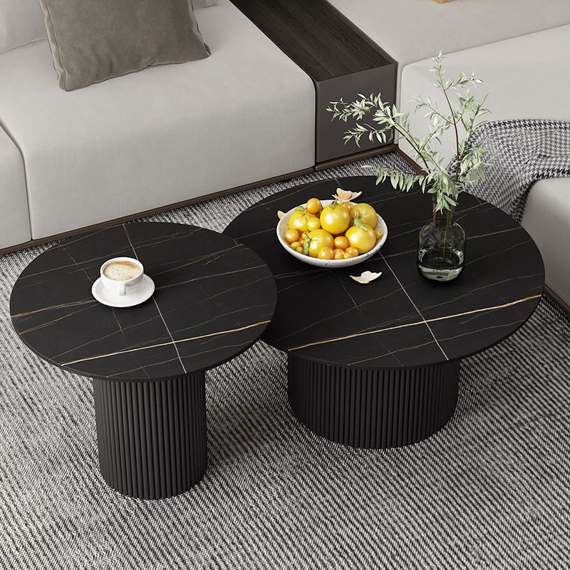 Modern Style Black/white Rock Slab Top Metal Craft Round Coffee Table Clearhalo 'Coffee & Accent Tables' 'Coffee Tables' 'coffee_tables' 'furn' 'furn_coffee_tables' 'Furniture' 'Living Room Furniture' 1200x1200_f1129895-48e4-45f8-bfae-651150c2544d