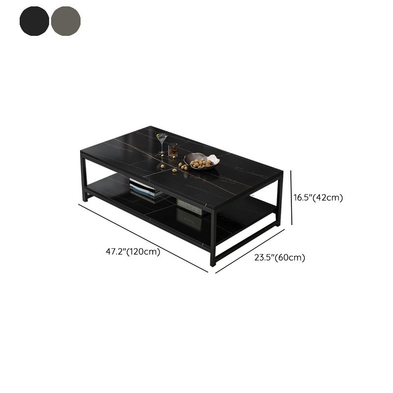 Rectangle Cocktail Table Frame Single Coffee Table with Shelf Clearhalo 'Coffee & Accent Tables' 'Coffee Tables' 'coffee_tables' 'furn' 'furn_coffee_tables' 'Furniture' 'Living Room Furniture' 1200x1200_f113296e-9bc4-4ada-9803-f74515fd985c