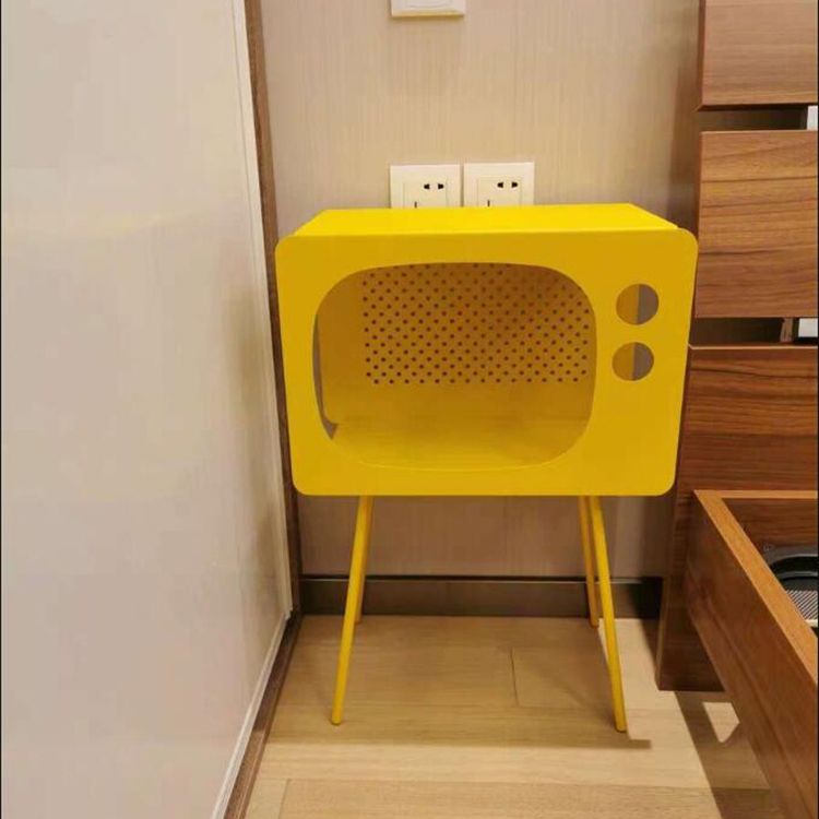 Medieval Modern Style Rectangular Metal Table Can Store 4 Legs Side Table