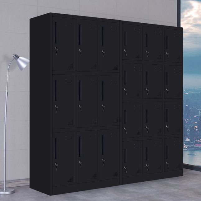 Black Steel Wardrobe with Hinged Door Industrial Storage Cabinet for Bathroom Clearhalo 'Armoires & Wardrobes' 'armoires_wardrobes' 'Bedroom Furniture' 'furn' 'furn_armoires_wardrobes' 'Furniture' 1200x1200_f115e324-3fdc-40ac-a069-1803e07834e2