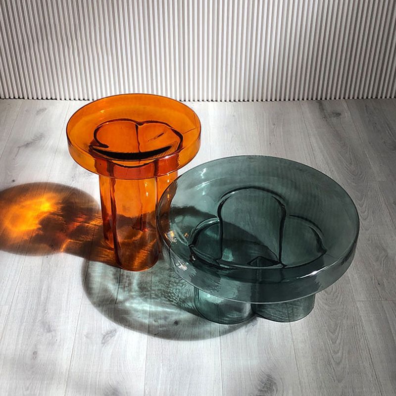 Contemporary Round Glass Coffee Table Pedestal Cocktail Table Clearhalo 'Coffee & Accent Tables' 'Coffee Tables' 'coffee_tables' 'furn' 'furn_coffee_tables' 'Furniture' 'Living Room Furniture' 1200x1200_f115e343-edf9-4674-8720-9d3e330b89b5