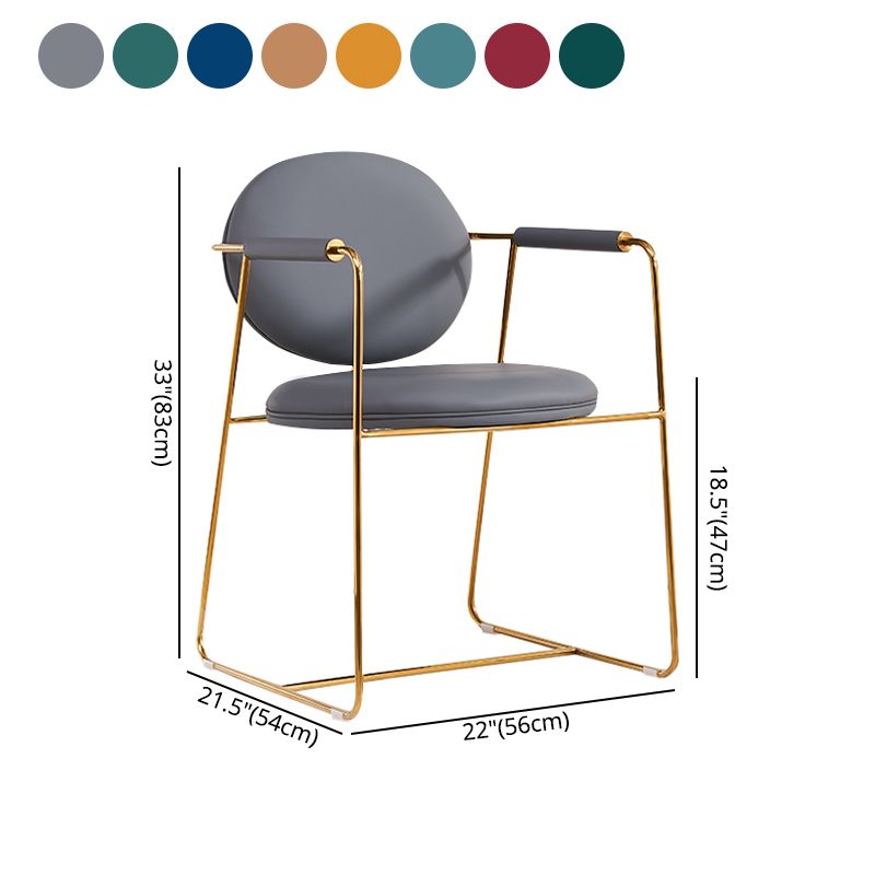 Modern Style Home Arm Chair Open Back Metal Upholstered Dining Room Chair Clearhalo ' kitchen&dining_furn' 'Dining Chairs' 'Dining Tables & Seating' 'dining_chair' 'furn' 'furn_dining_chair' 'Furniture' 'furniture_dining_chair' 'Kitchen & Dining Furniture' 'kitchen' 1200x1200_f116120f-b678-4239-95bd-f59c60e34d49