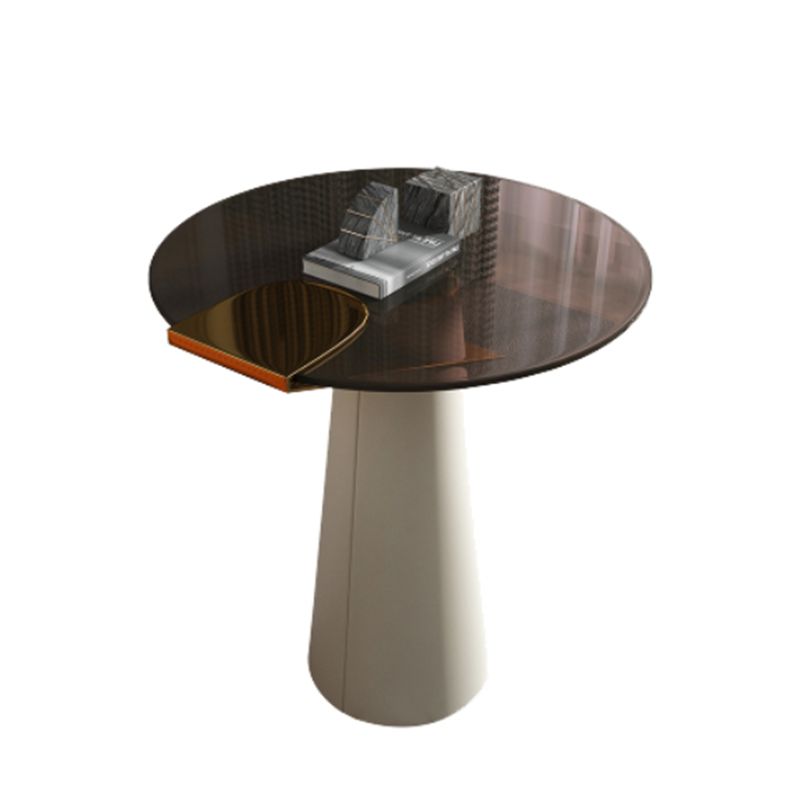 Contemporary Stone Top End Table Stainless Steel Pedestal Sofa Side Table