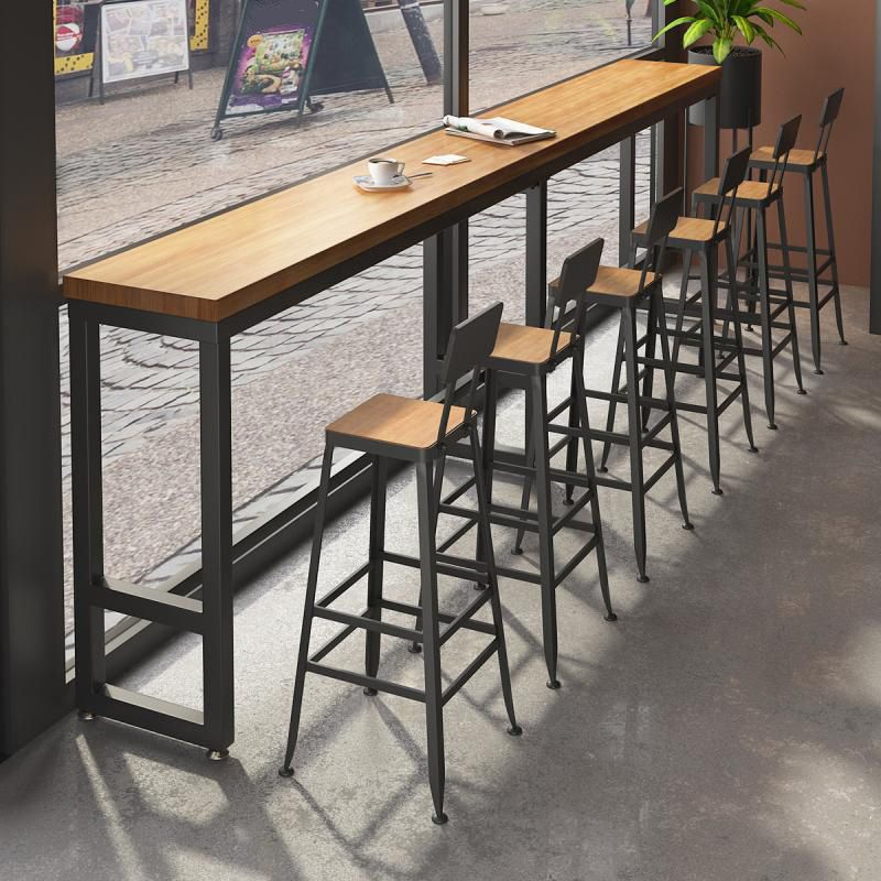 Wood Top Bar Table Rectangle Bar Table for Kitchen Living Room Coffee Room Clearhalo 'Bar Furniture' 'Bar Tables' 'bar_tables' 'furn' 'furn_bar_tables' 'Furniture' 'Kitchen & Dining Furniture' 1200x1200_f1168716-ef30-4bef-9812-474441cb5415
