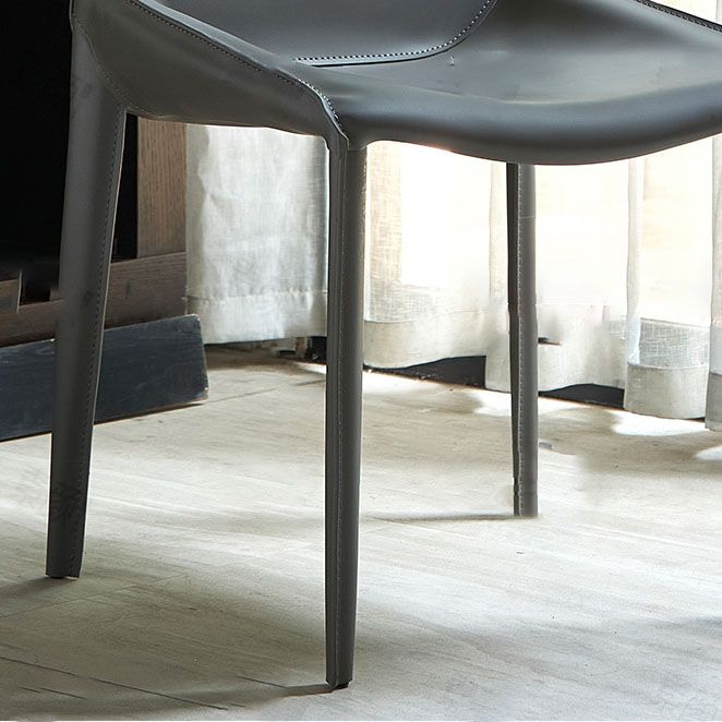 Dining Room Leather Modern Indoor-Outdoor Chair Armless Solid Back Chair Clearhalo ' kitchen&dining_furn' 'Dining Chairs' 'Dining Tables & Seating' 'dining_chair' 'furn' 'furn_dining_chair' 'Furniture' 'furniture_dining_chair' 'Kitchen & Dining Furniture' 'kitchen' 1200x1200_f11a3791-7f35-40fa-89dd-a41da197e805