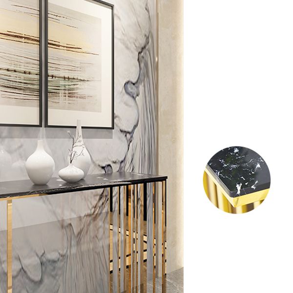 Tavolo della console glam tavolo accento rettangolo in marmo in oro, altezza 31,5 pollici