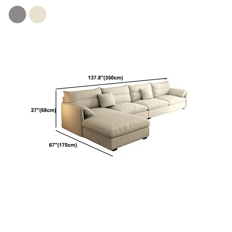 Nordic Square Arm Sofa & Chaise Loose Back Cushions Sofa - 26.77" H Clearhalo 'furn' 'furn_sectionals' 'Furniture' 'Living Room Furniture' 'Sectionals' 1200x1200_f11bfb4a-329c-4a27-adf7-ec3aac1b57b8