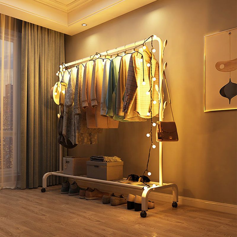 Stable Metallic Coat Hanger Free Standing Coat Rack With Storage Shelving Clearhalo 'Entry & Mudroom Furniture' 'furn' 'furn_hall_tree_coat_racks' 'Furniture' 'Hall Trees & Coat Racks' 'hall_tree_coat_racks' 1200x1200_f11e3880-fea3-4b33-bfca-8e406142720a