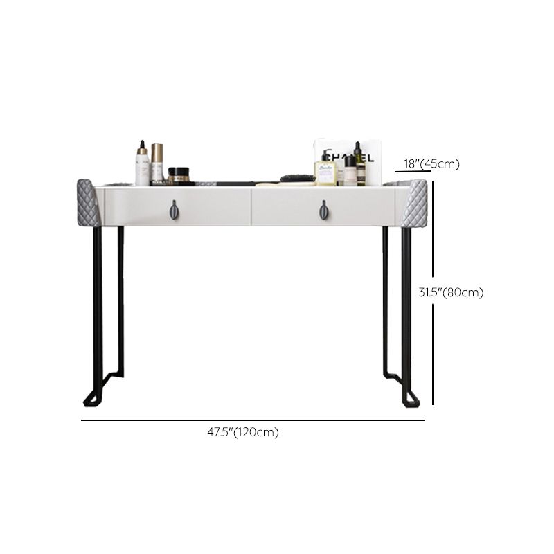 Gray Vanity Desk with 2 Storage Drawers 17.32" Wide Wood Vanity Set, Modern Style Clearhalo 'Bedroom Furniture' 'furn' 'furn_makeup_vanities' 'Furniture' 'Makeup Vanities' 'makeup_vanities' 1200x1200_f11f280b-10b0-48a0-a918-774f3f0e5d71