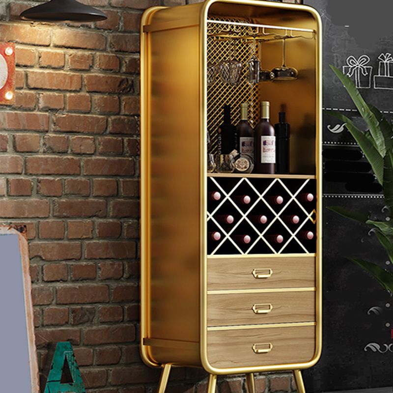 Metal Floor Wine Bottle & Glass Rack Industrial Stackable Wine Holder Rack