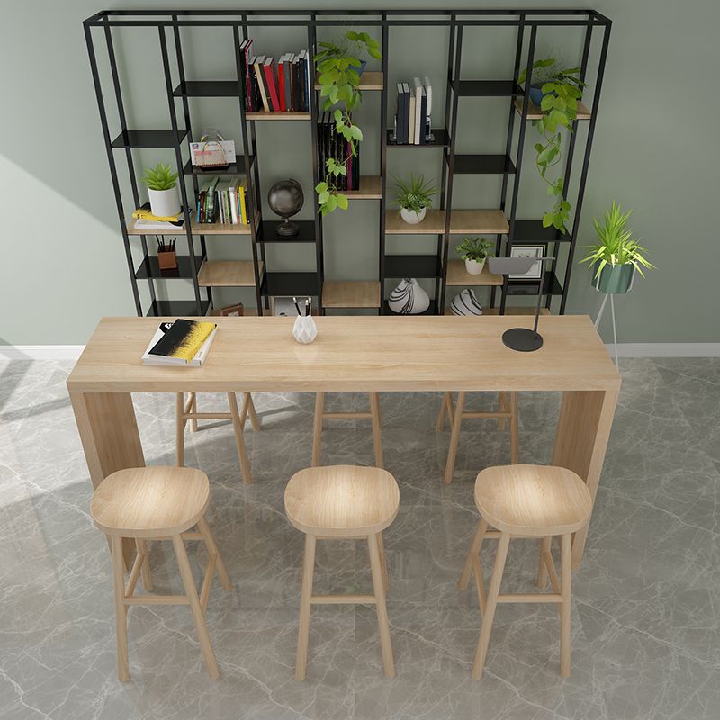 Contemporary Style Solid Wood Bar Stool Table Rectangle Bar Table in Natural