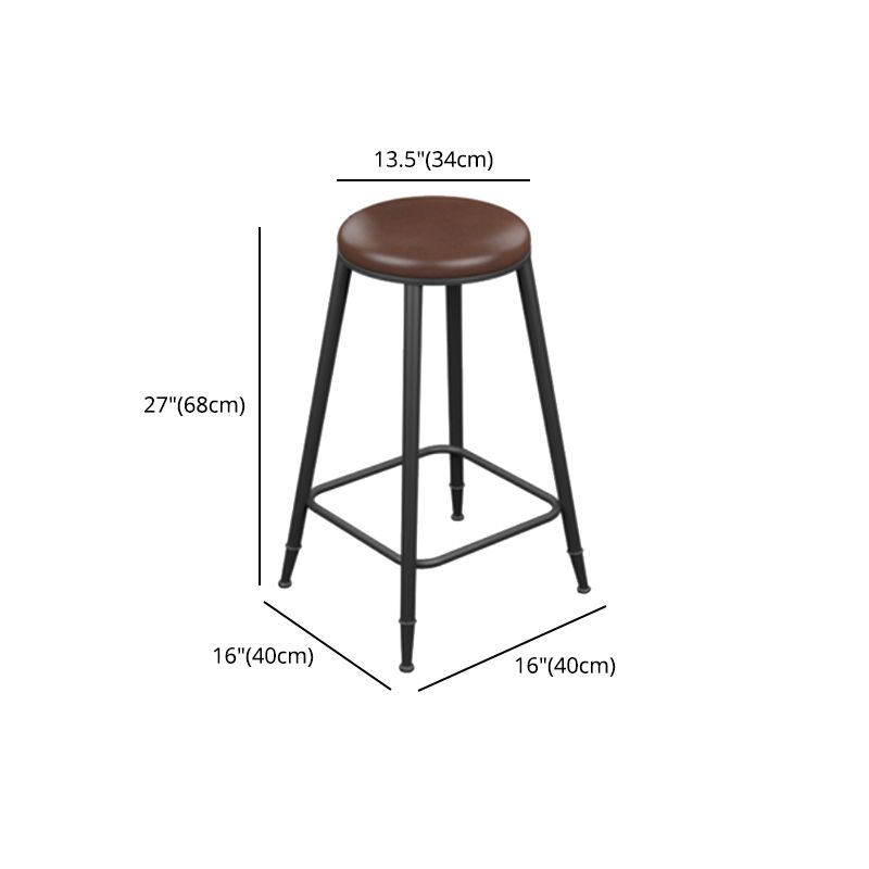 Industrial Armless Counter Stool Steel Cafe Bar Stool with Leather Cushion and Pedal Clearhalo 'Bar Furniture' 'Bar Stools' 'bar_stools' 'furn' 'furn_bar_stools' 'Furniture' 'furniture_bar_stools' 'Kitchen & Dining Furniture' 1200x1200_f1220089-6216-4c0d-a4c5-57265f10fe7a