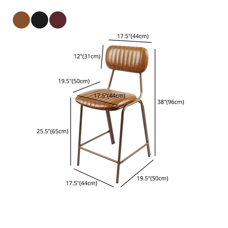 Industrial Leather Distressed Quilted Barstool Indoor Tall Stool with Rectangle Seat Clearhalo 'Bar Furniture' 'Bar Stools' 'bar_stools' 'furniture_bar_stools' 'Kitchen & Dining Furniture' 'kitchen&dining_furn' 'kitchen' 'kitchen_furn' Furniture' 1200x1200_f1220525-777c-4846-8c6f-277ebf70491f