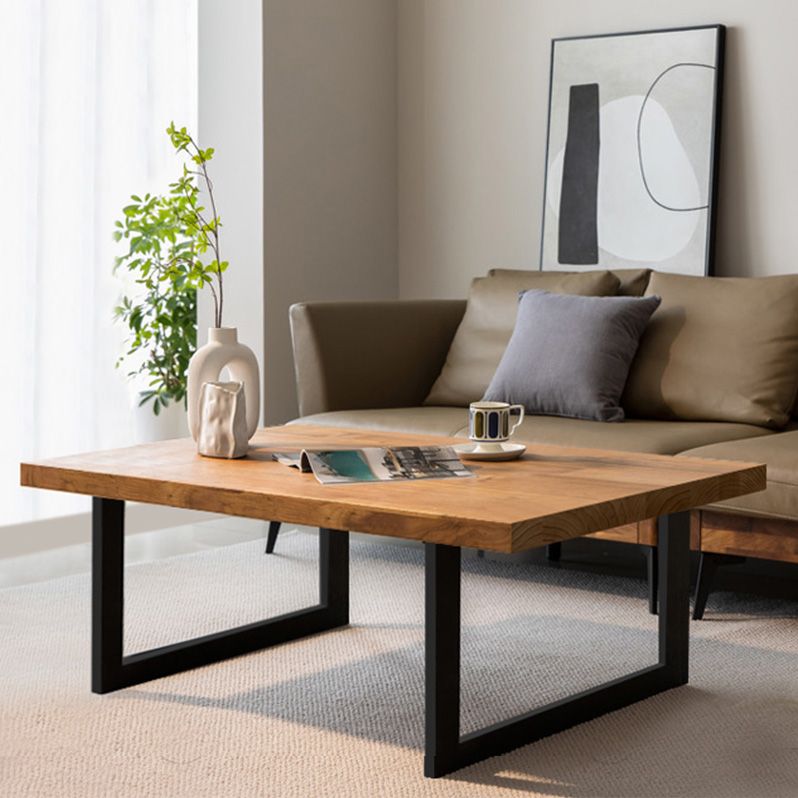 Solid Wood Coffee Table Trestle Medium Wood Coffee Cocktail Table Clearhalo 'Coffee & Accent Tables' 'Coffee Tables' 'coffee_tables' 'furn' 'furn_coffee_tables' 'Furniture' 'Living Room Furniture' 1200x1200_f122c53f-ab58-4e3b-b7ab-50cb4310e5c6