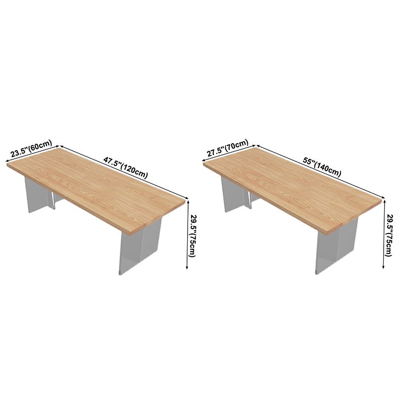 Modern Pine Solid Wood Table Rectangle Dining Table with Acrylic Double Pedestal for Restaurant Clearhalo ' dining_table' 'Dining Tables & Seating' 'Dining Tables' 'furn' 'furn_dining_table' 'Furniture' 'furniture_dining_table' 'Kitchen & Dining Furniture' 'kitchen&dining_furn' 'kitchen' 'kitchen_dining_table' 1200x1200_f123b85d-b093-433c-9a56-4f9bd140e5cd