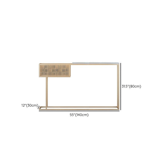 Glam Iron Console Accent Table Marble Console Sofa Table for Hall