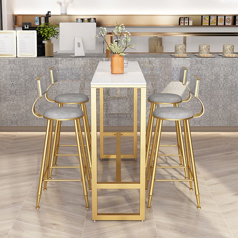 Glam Rectangle Bar Table Set 1/5 Pcs Metal Frame Bar Table with Upholstered Stools Clearhalo 'Bar Furniture' 'furn' 'furn_home_bar_bar_sets' 'Furniture' 'Home Bars & Bar Sets' 'home_bar_bar_sets' 'Kitchen & Dining Furniture' 1200x1200_f1249a00-feb2-42dc-a783-f701e5c228c5