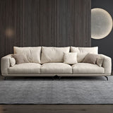 Contemporary White Faux Leather Sofa & Chaise Loose Back Sofa - 36.22" H