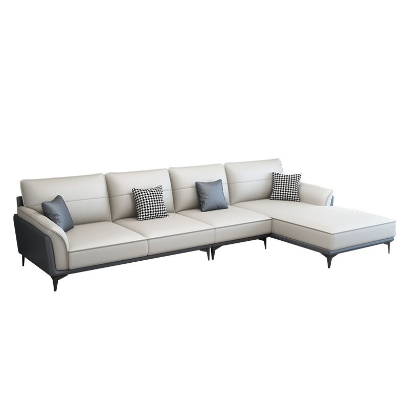 Pain en cuir en cuir canapé sectionnel canapé à bras évasé et chaise