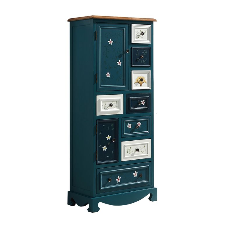 8つの引き出しと2つのドアを備えた産業アクセントキャビネット