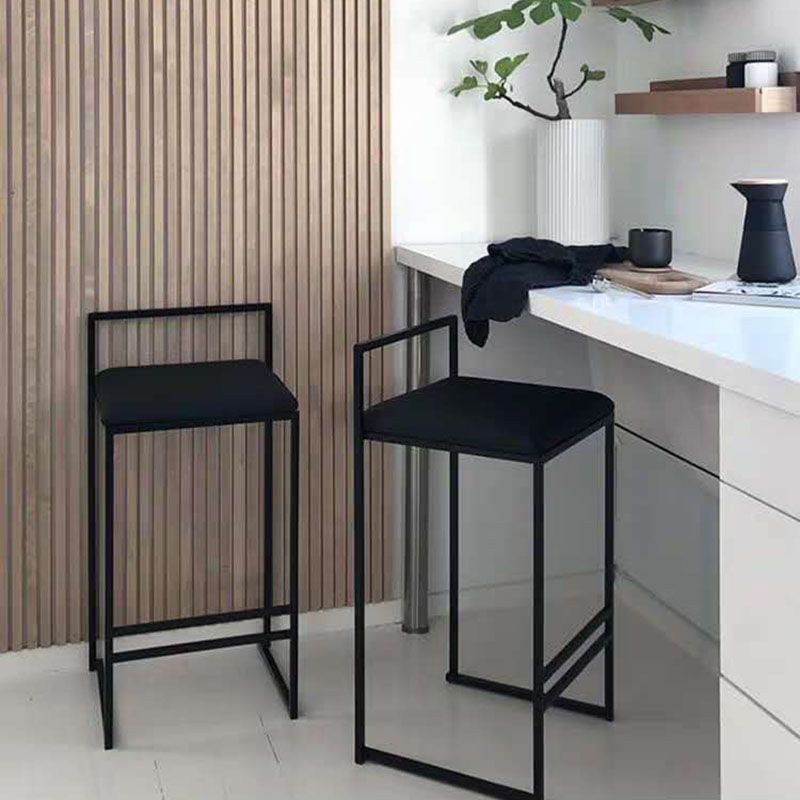 Modern Backrest Counter Stool Iron Milk Tea Shop Bar Stool with Velvet Cushion and Pedal Clearhalo 'Bar Furniture' 'Bar Stools' 'bar_stools' 'furn' 'furn_bar_stools' 'Furniture' 'furniture_bar_stools' 'Kitchen & Dining Furniture' 1200x1200_f12a04d5-0ace-421d-a622-06bf6d2afc8c