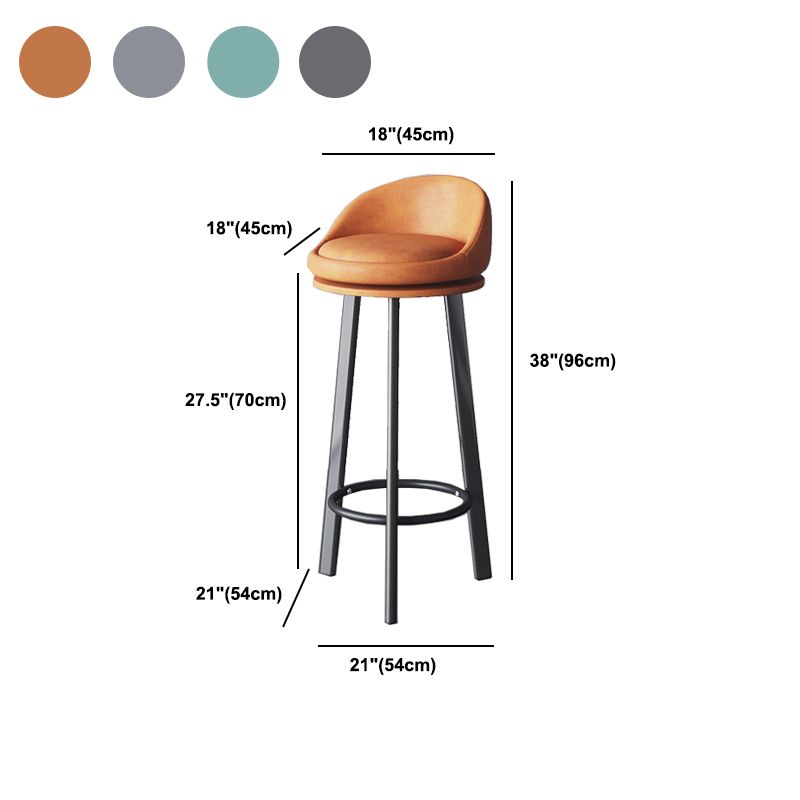 Glam Metal Barstool Faux Leather Footrest Stool in Matte Finsih for Indoor Clearhalo 'Bar Furniture' 'Bar Stools' 'bar_stools' 'furn' 'furn_bar_stools' 'Furniture' 'Kitchen & Dining Furniture' 1200x1200_f12a2baa-69aa-4a0f-a680-991ddd0e5947